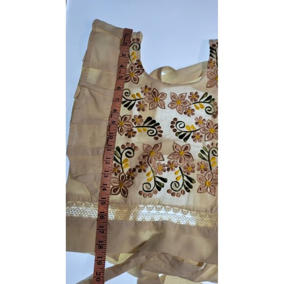 Embroidered Traditional Mexican Flutter Sleeve Lightweight Blouse Women's XS - Picture 5 of 10